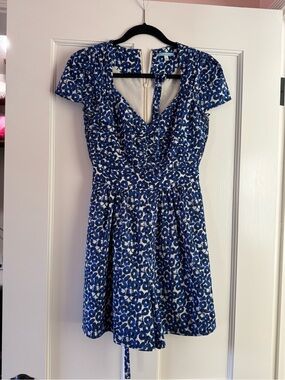 Anthropologie Leifnotes blue floral romper